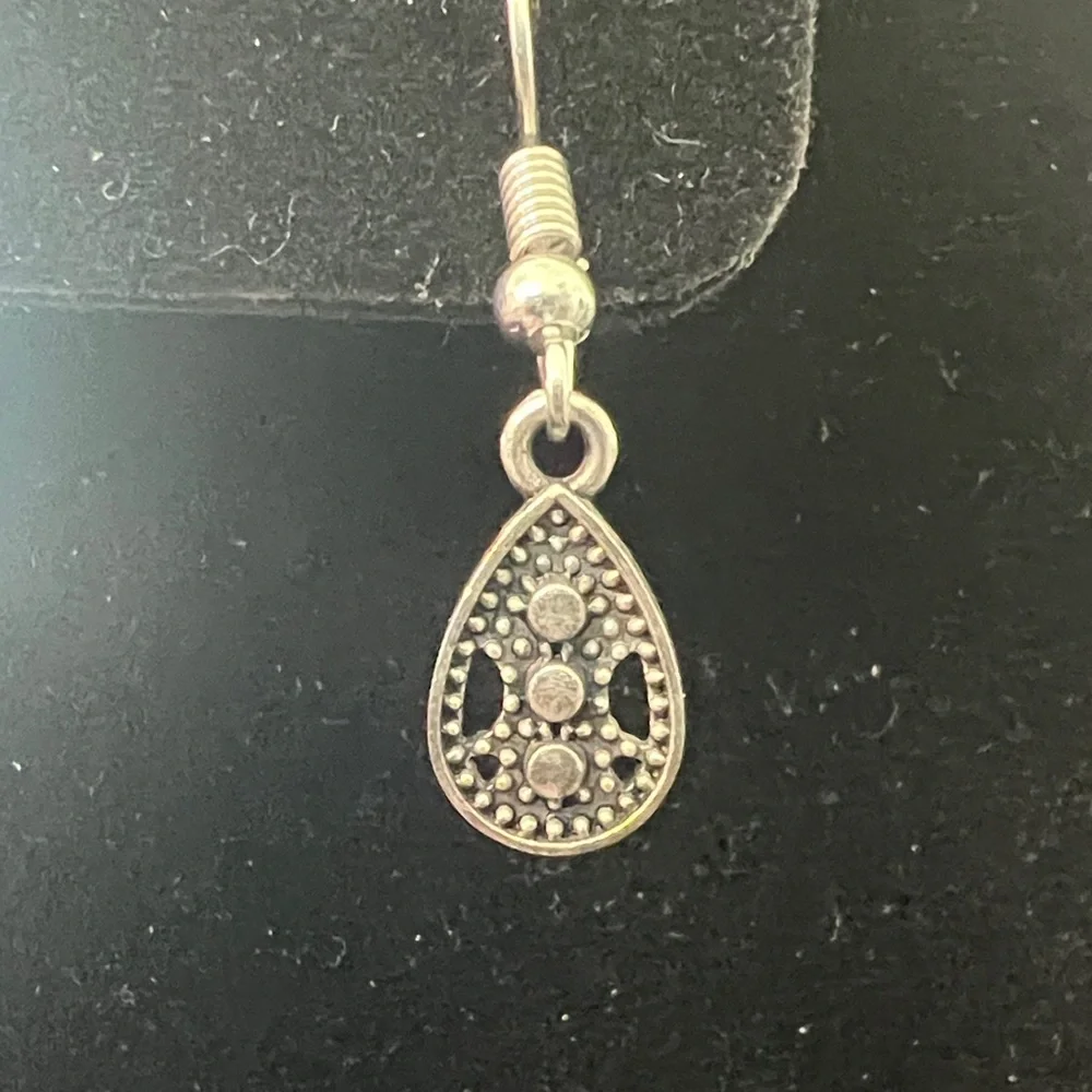 Sterling-Style Silver Teardrop Dangle Earrings